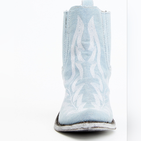 LIBERTY BLACK Denim Blue Western Ankle Boots Size 8.5 - Picture 5 of 11